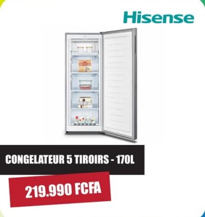 Congélateur Vertical Hisense - 5 Tiroirs - 170L