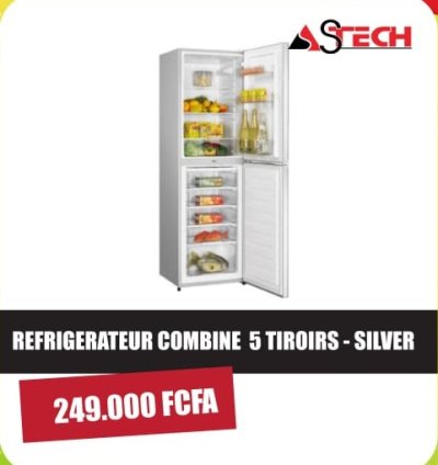 Réfrigérateur Combiné Astech - 5 Tiroirs - Silver